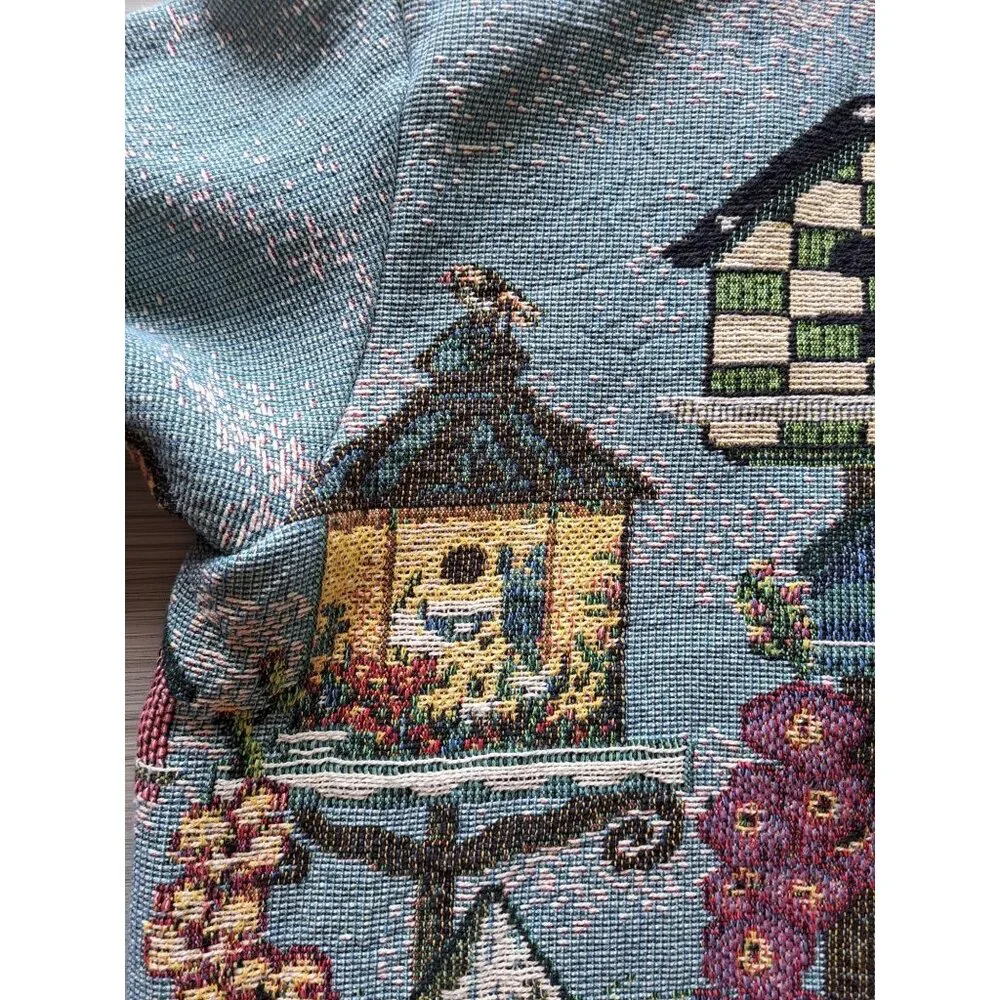 Vtg Birdhouse Tapestry Knit Cardigan Jacket Women's XL Sugar Street Artsy Whimsy - Picture 9 of 12
